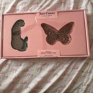 Juicy Couture Pink Leopard Ceramic Trinket Tray Set NEW Y2K McBling